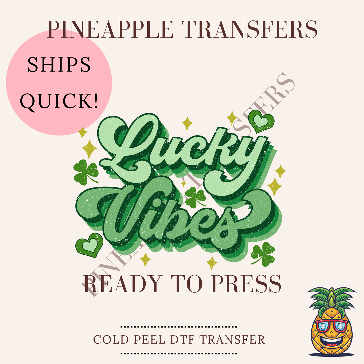 Lucky Vibes - retro font - DTF print