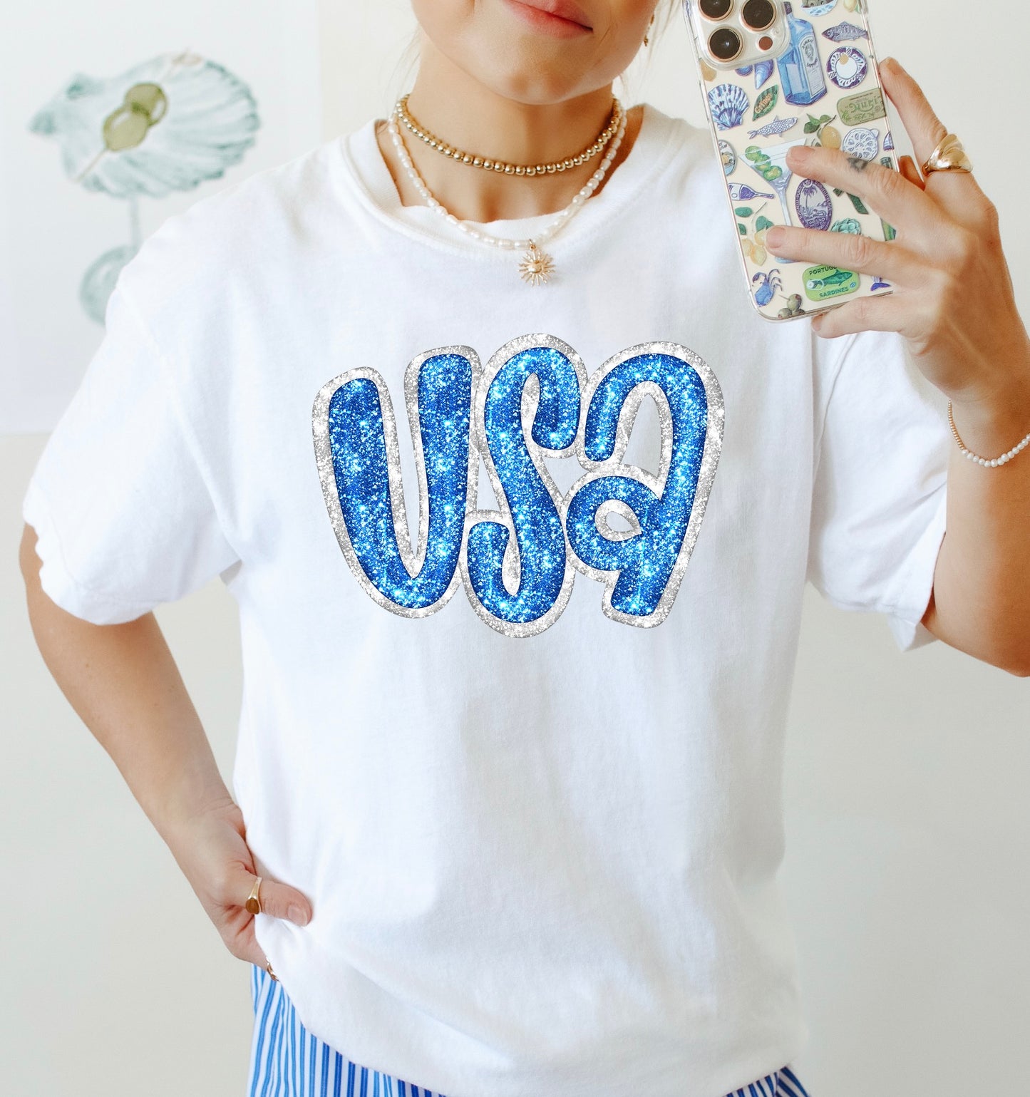 USA fake glitter blue