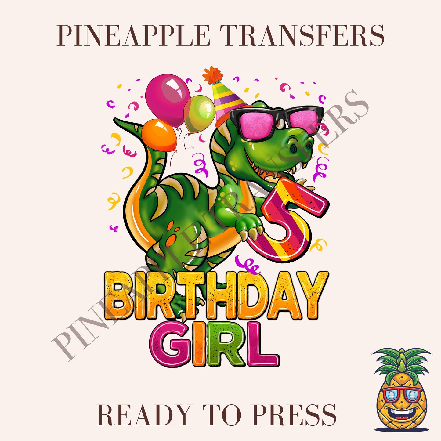 5th Birthday girl - T-rex