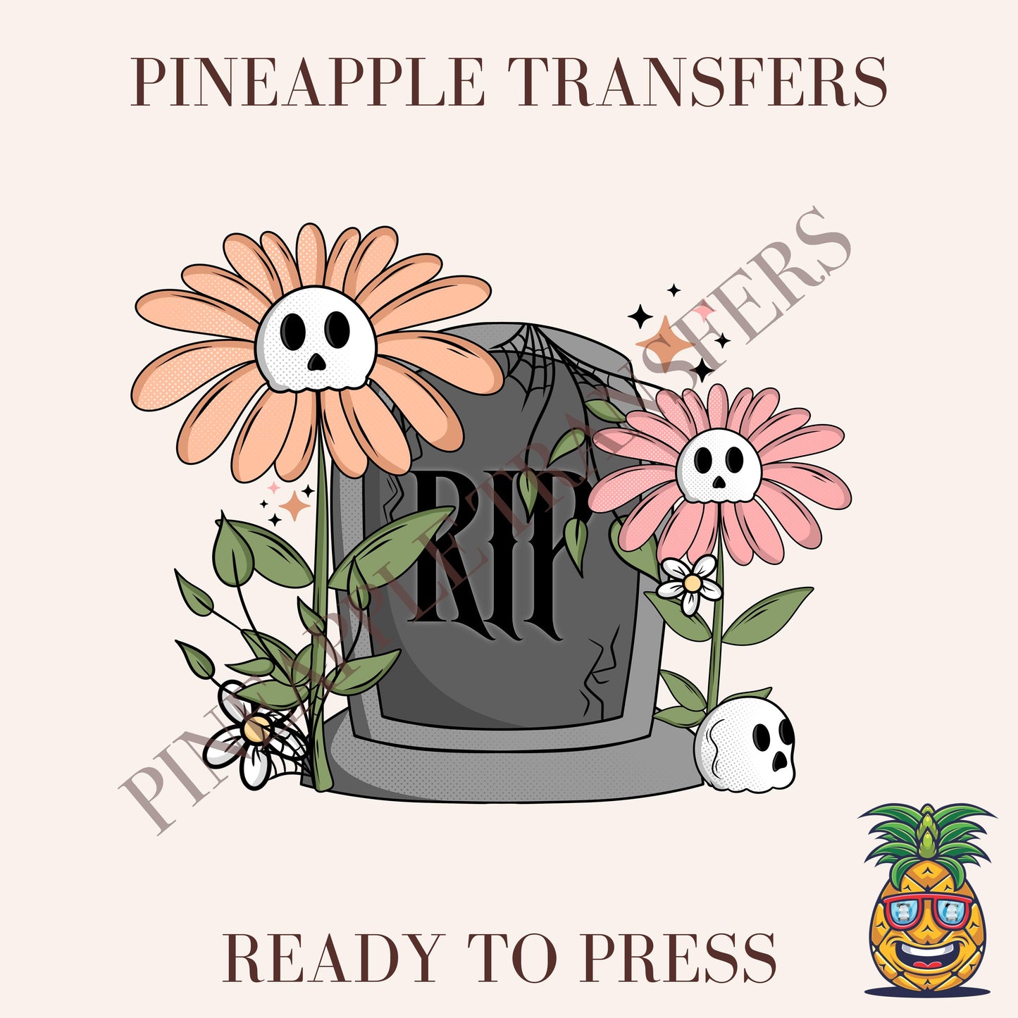 RIP with flowers
