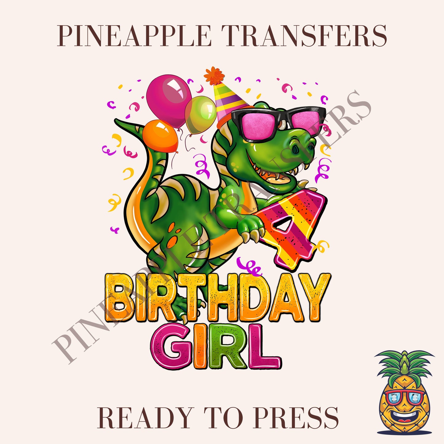 4th Birthday Girl - T-rex