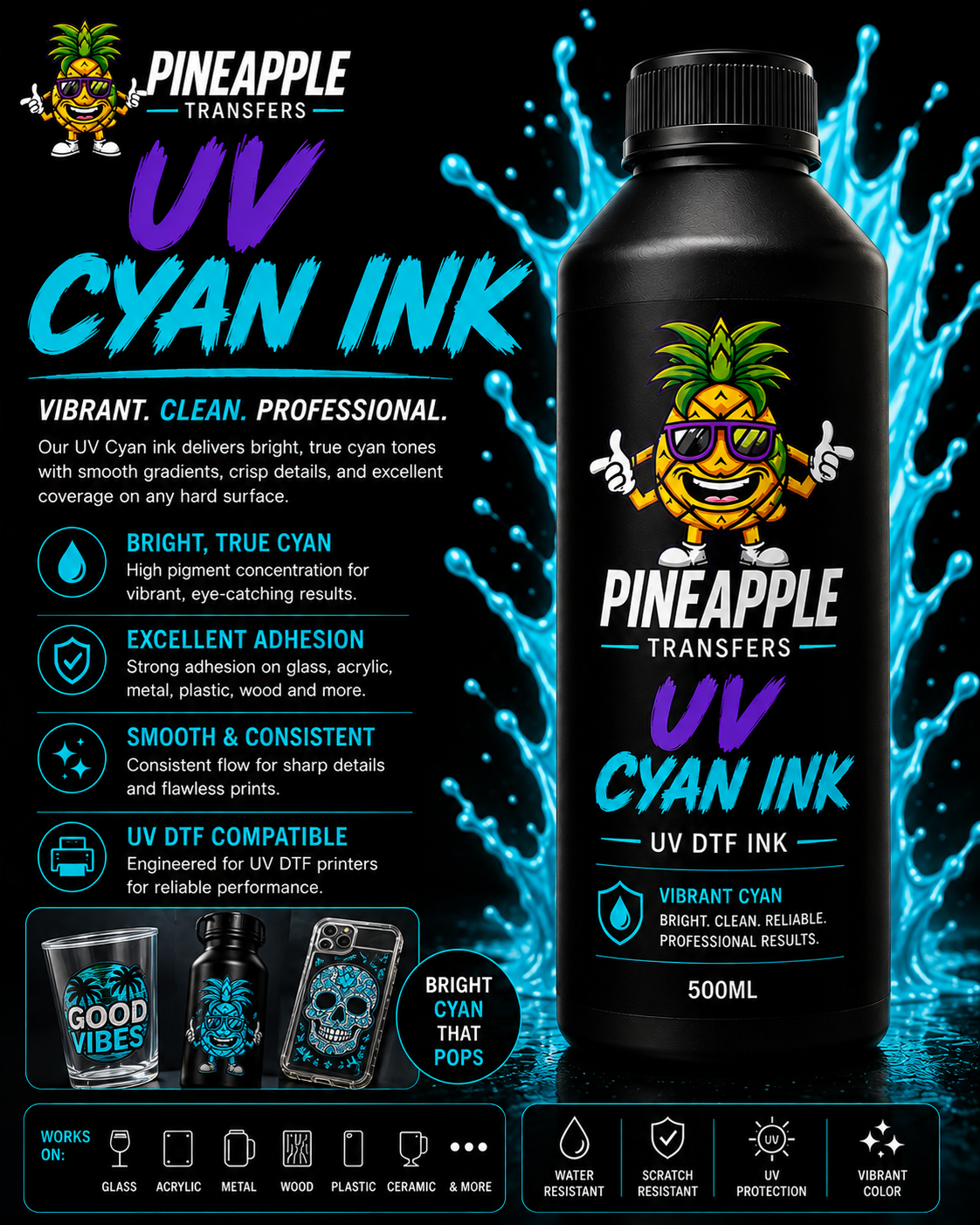 Pineapple Transfers Premium UV Ink