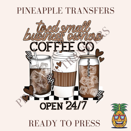 Tired small business owners coffee co