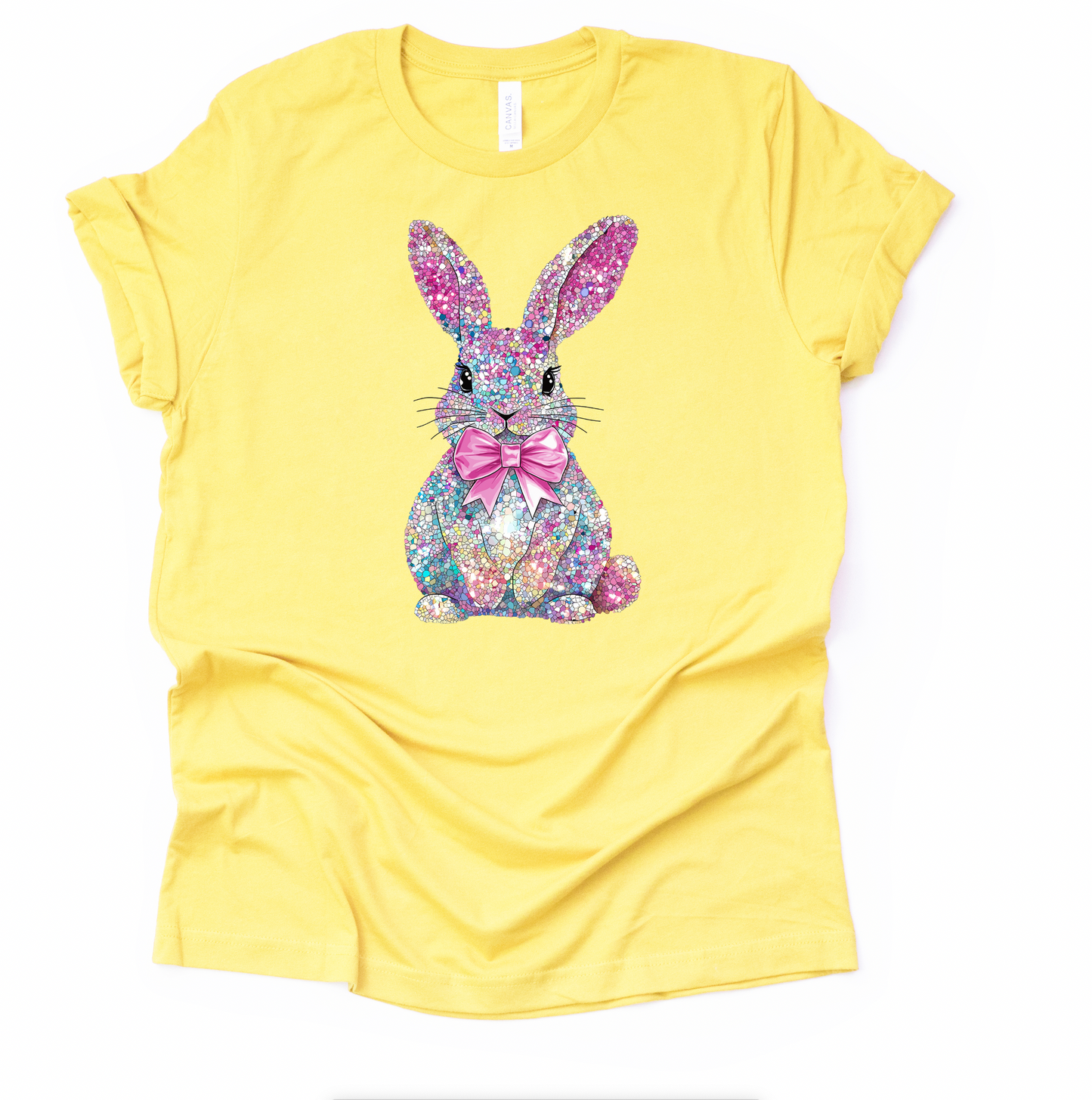 Glitter bunny DTF transfer ready to press