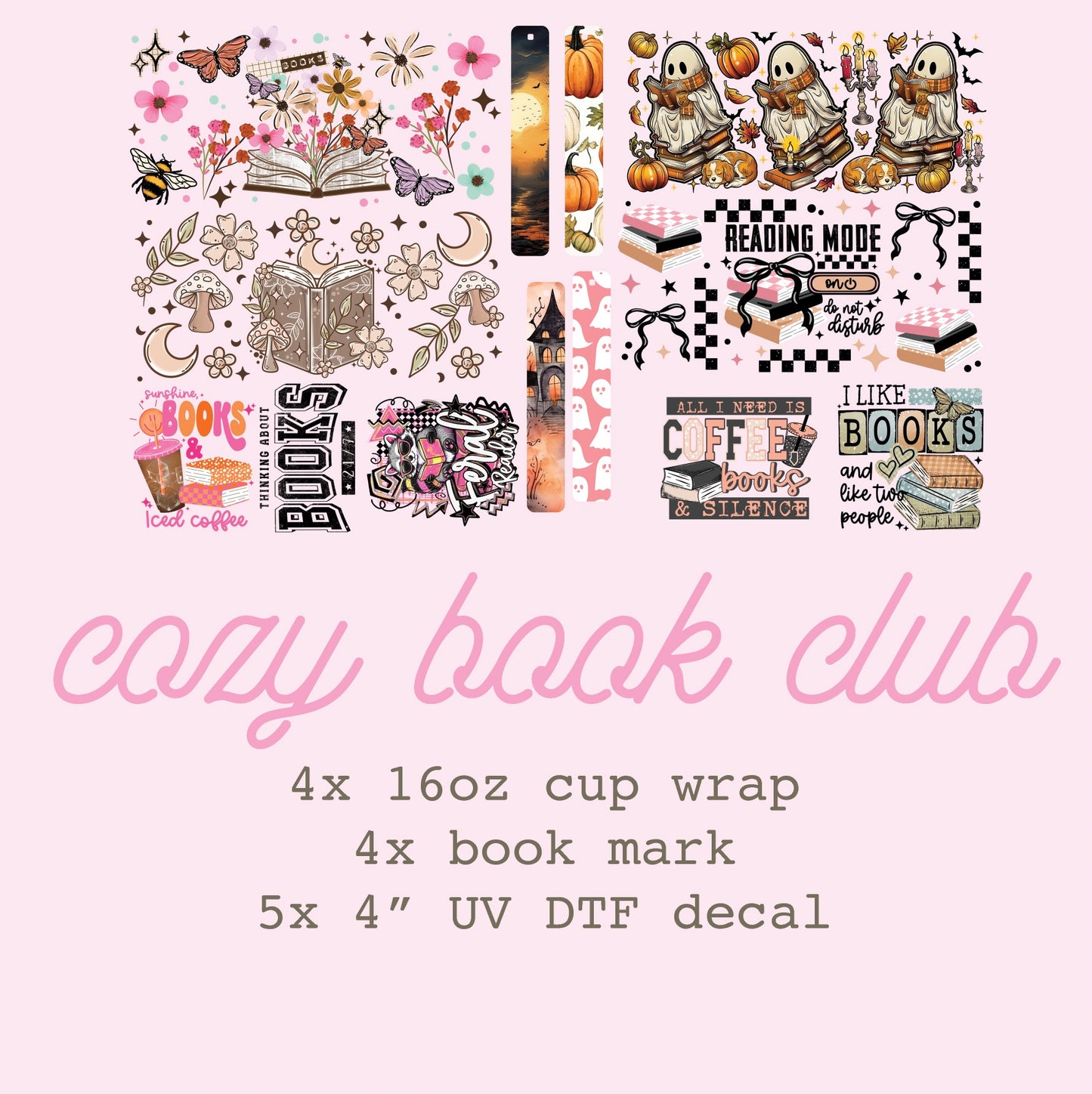 Cozy book club - Premade UV DTF gangsheet 22x13