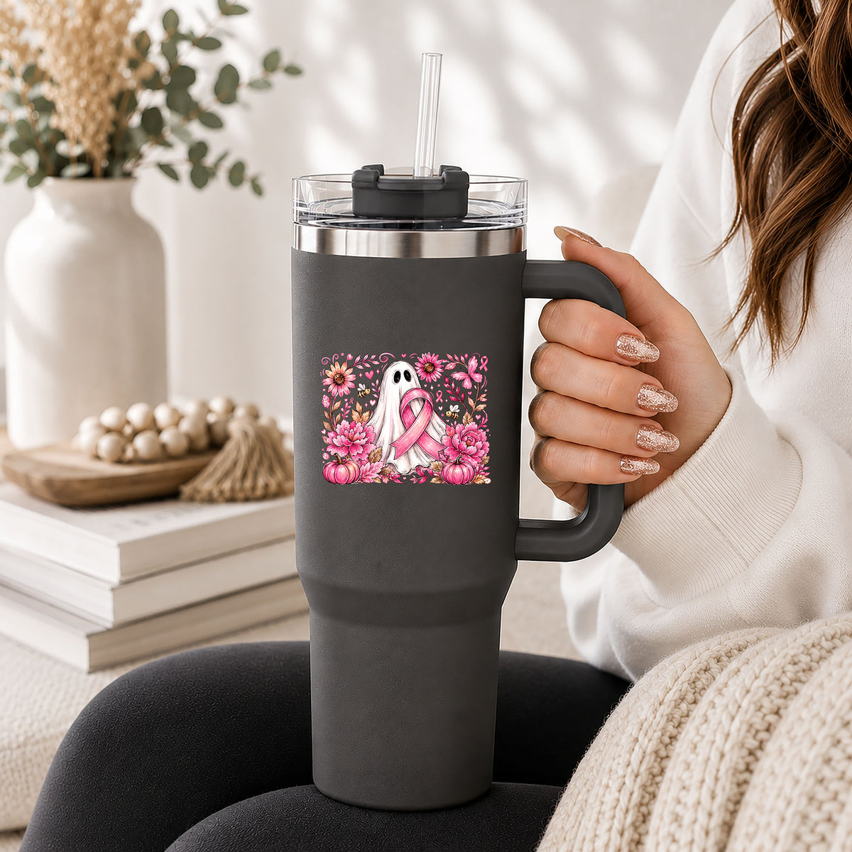 UV DTF - Breast cancer awareness ghosty