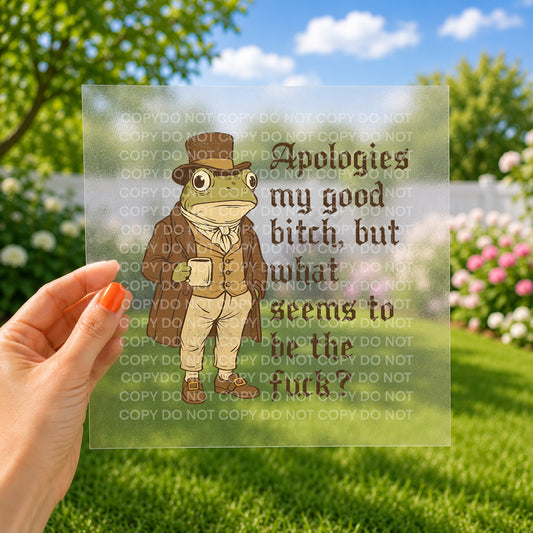 Apologies my good bitch, what seems to be the fuck