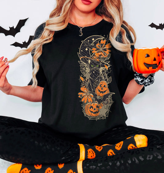 Black cat pumpkin side print