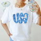 USA fake glitter blue