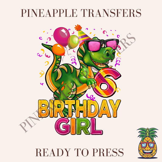 6th Birthday Girl - T-rex