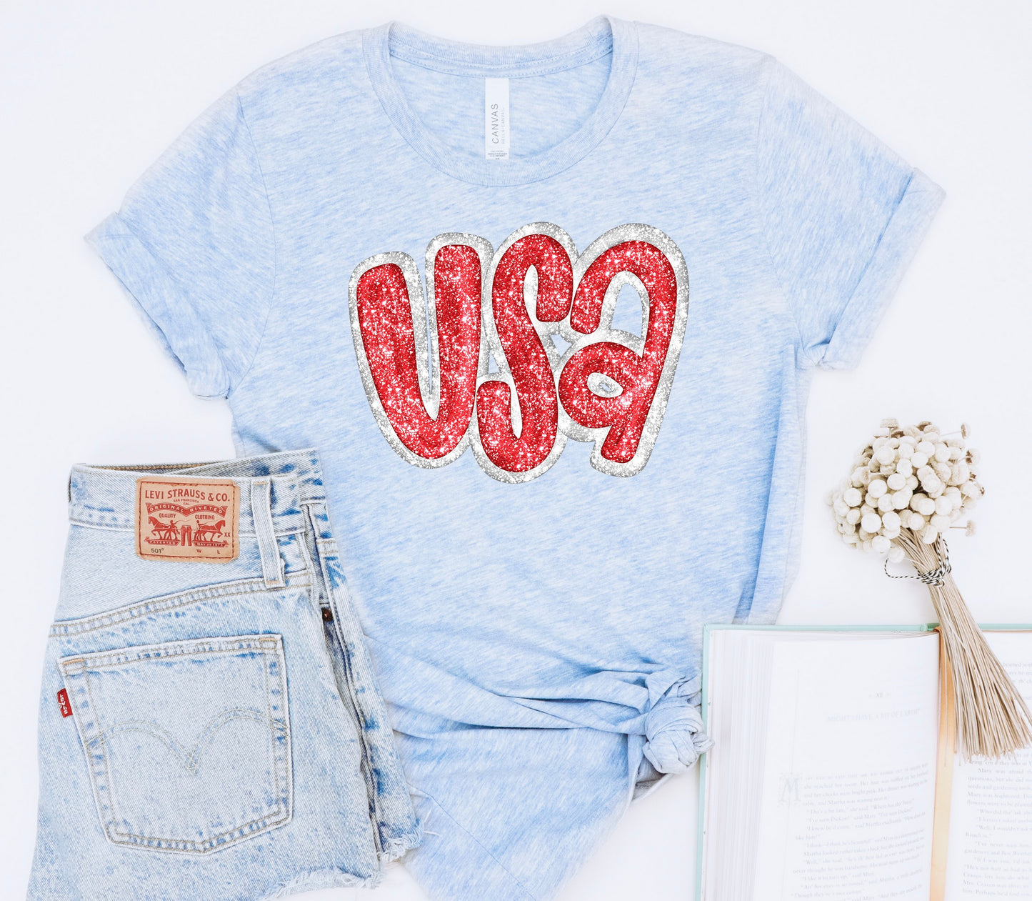 USA fake glitter pink