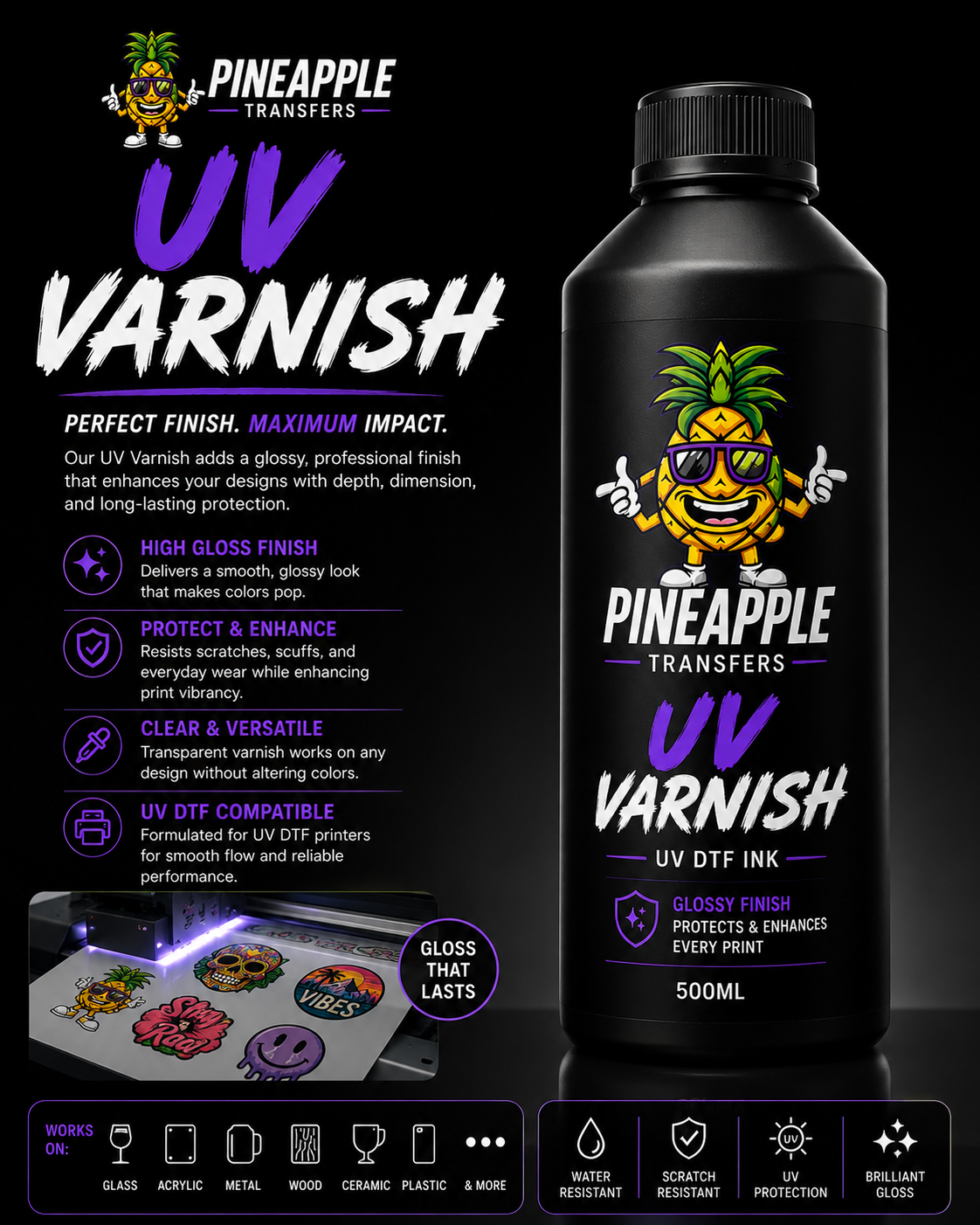 Pineapple Transfers Premium UV Ink